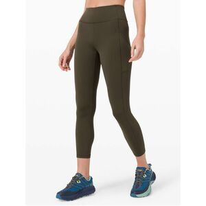 LULULEMON Invigorate High Rise Tight 25", Dark Olive Green, Size 4, Used